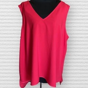 💖 Lane Bryant V-Neck Sleeveless Blours Red Size 22 NWT